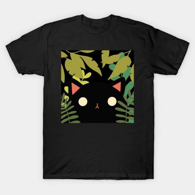 Black Cat win the Forest Design | Handmade Illustration | Kawaii Christmas Present | By Atelier Serakara T-Shirt by Atelier Serakara